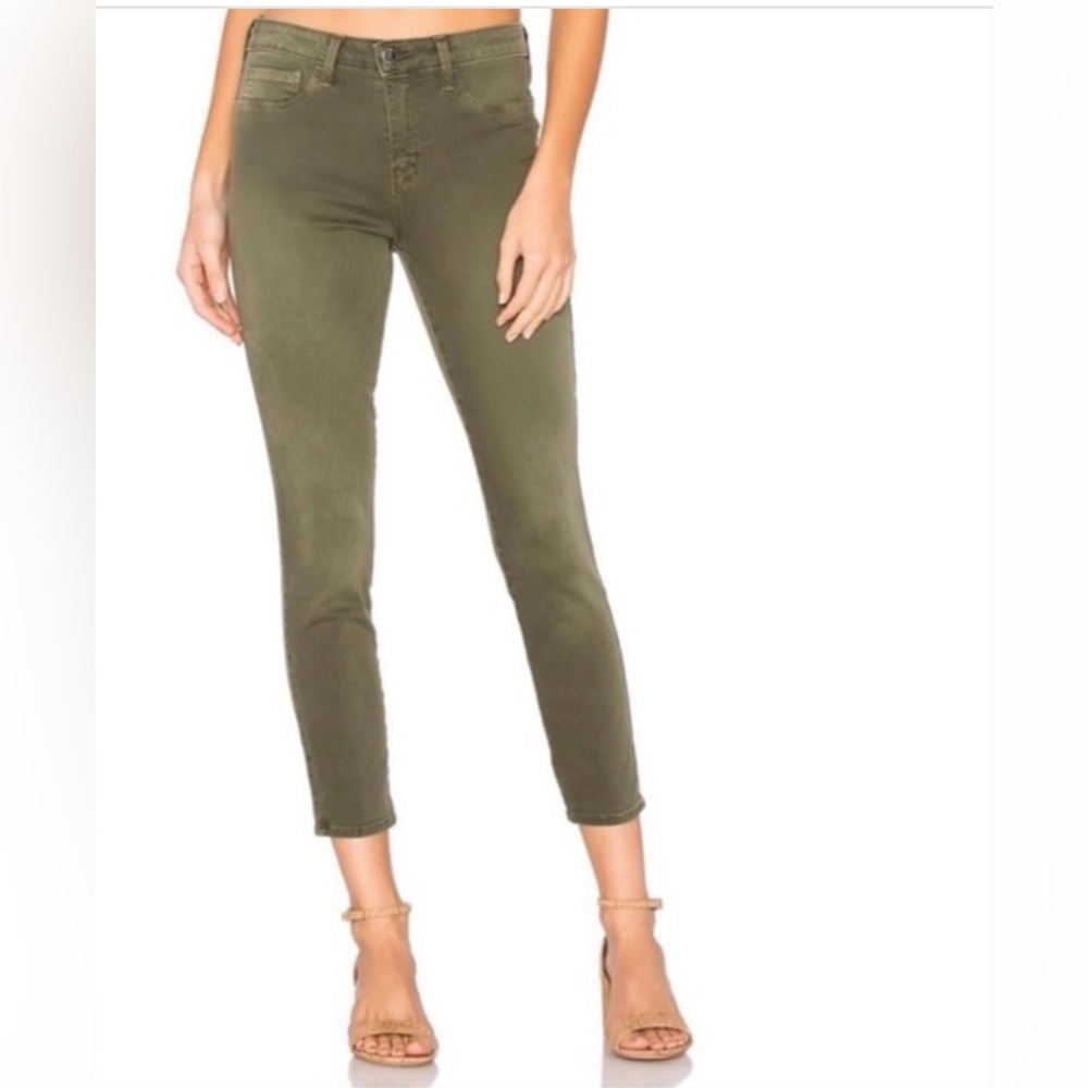 Lagence coated high waisted skinny jeans. Dark green/army.